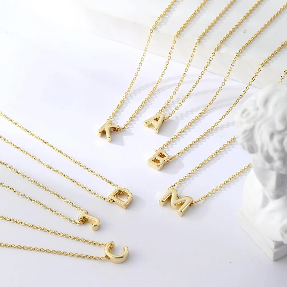 Gold Layered Initial Necklace for Women,14K Gold Plated Letter A-Z Pendant Layered Initial Personalized Pendant Necklace,Tiny Initial Choker Personalized Name Necklace Dainty Gold Necklaces for Women