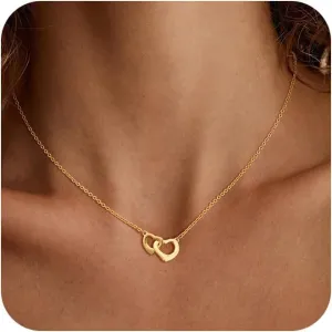 Gold Pendant Necklace for Women TrendyDainty 14K Gold Plated Charms Necklaces Paperclip Circle Pendant Necklace Simple Open Oval Diamond Pendant Choker Necklaces Cute Jewelry Gifts for Women