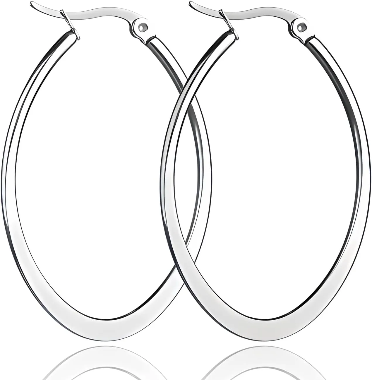 Gold Silver Black Oval Hoop Earrings for Women Large Big,Everyday Wear,Lightweight Water Drop Design,Gift Idea for Mother and Best Friend