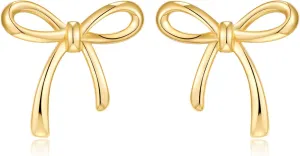 Gold Silver Bow Stud Earrings for Women Simple Bow Jewelry Everyday Earrings