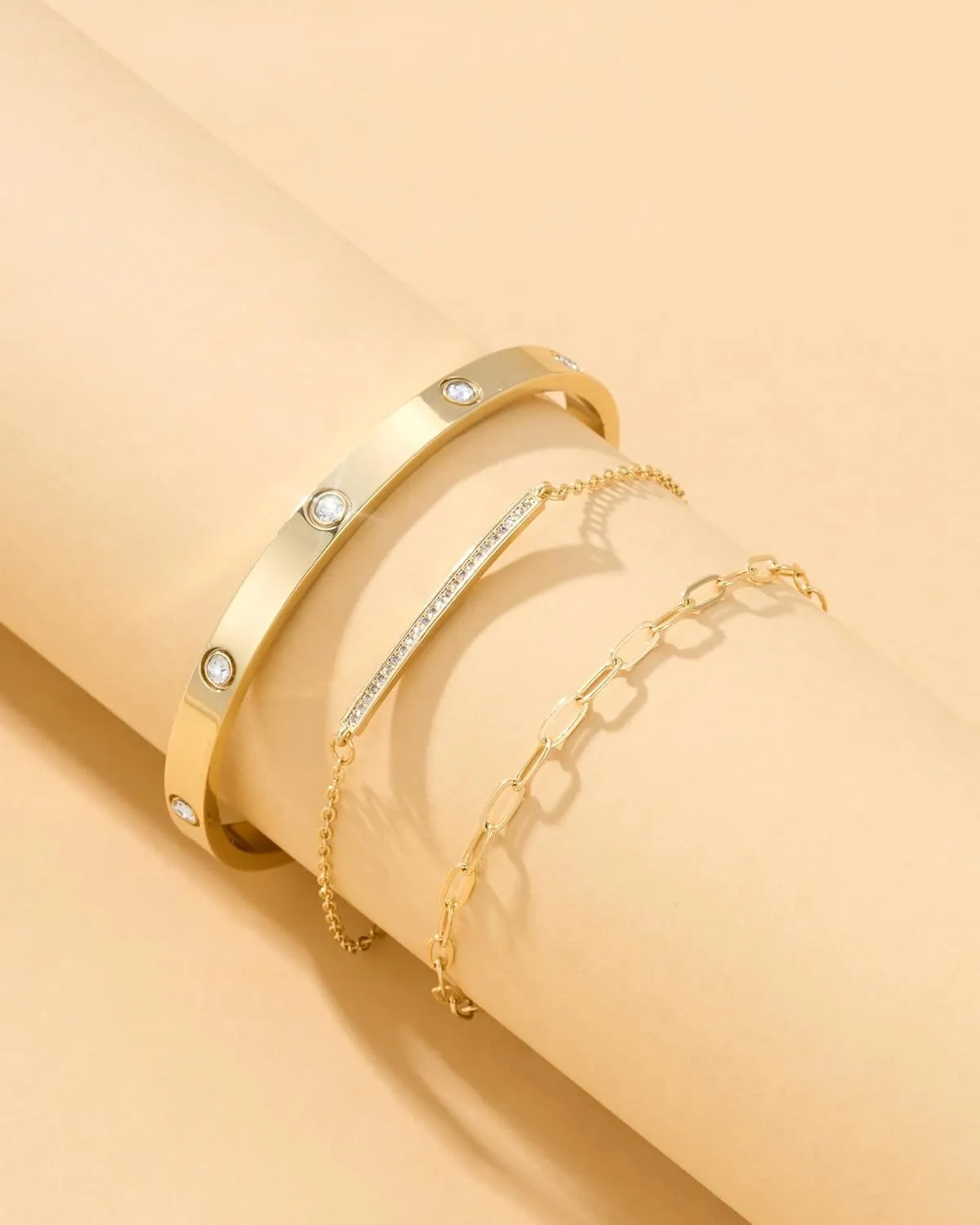 Gold Silver Bracelets for Women Trendy Non Tarnish Dainty 14k Gold Plated Bangle Adjustable Cuff Bracelet Stack Stackable Friendship Bracelets Set Tennis Chain Waterproof Jewelry Gifts