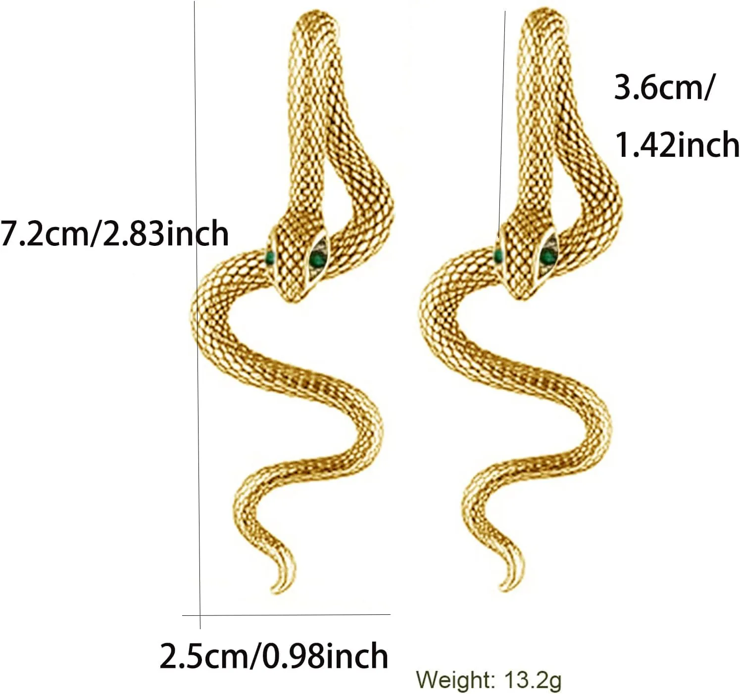 Gold Snake Stud Earrings - Perforated Snake Design in Gold, Silver & Black - Women's Statement Jewelry for Halloween & Everyday Wear
