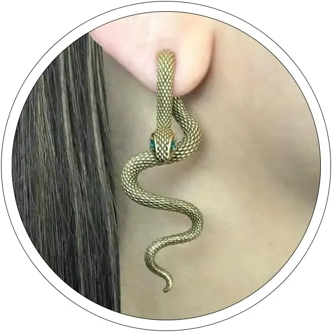 Gold Snake Stud Earrings - Perforated Snake Design in Gold, Silver & Black - Women's Statement Jewelry for Halloween & Everyday Wear