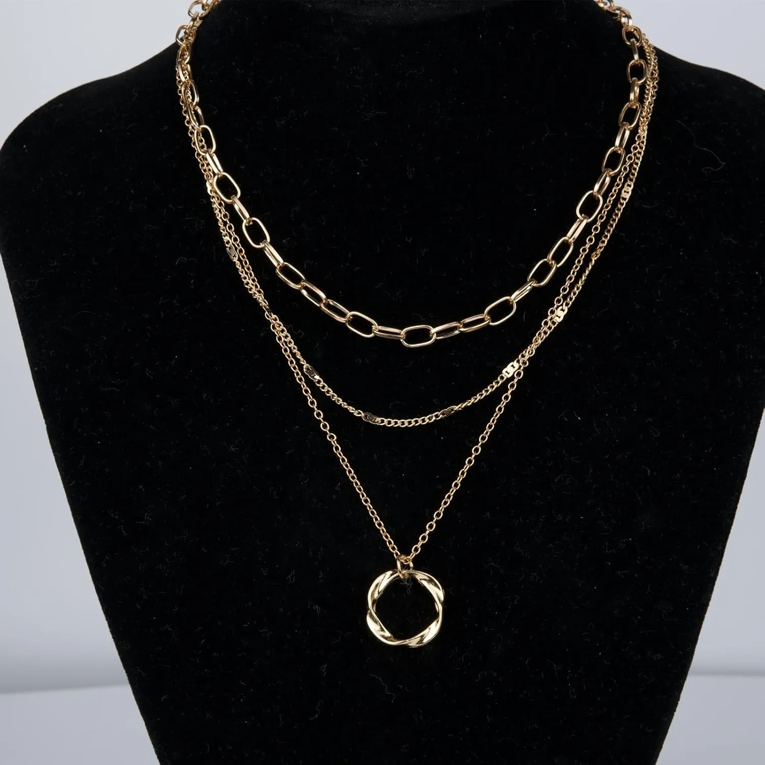 Gold&Silver Necklaces for Women Stackable Trendy Choker Chain Sets Hoop Disc Pendant Necklaces Fashion Jewelry Gift for Women
