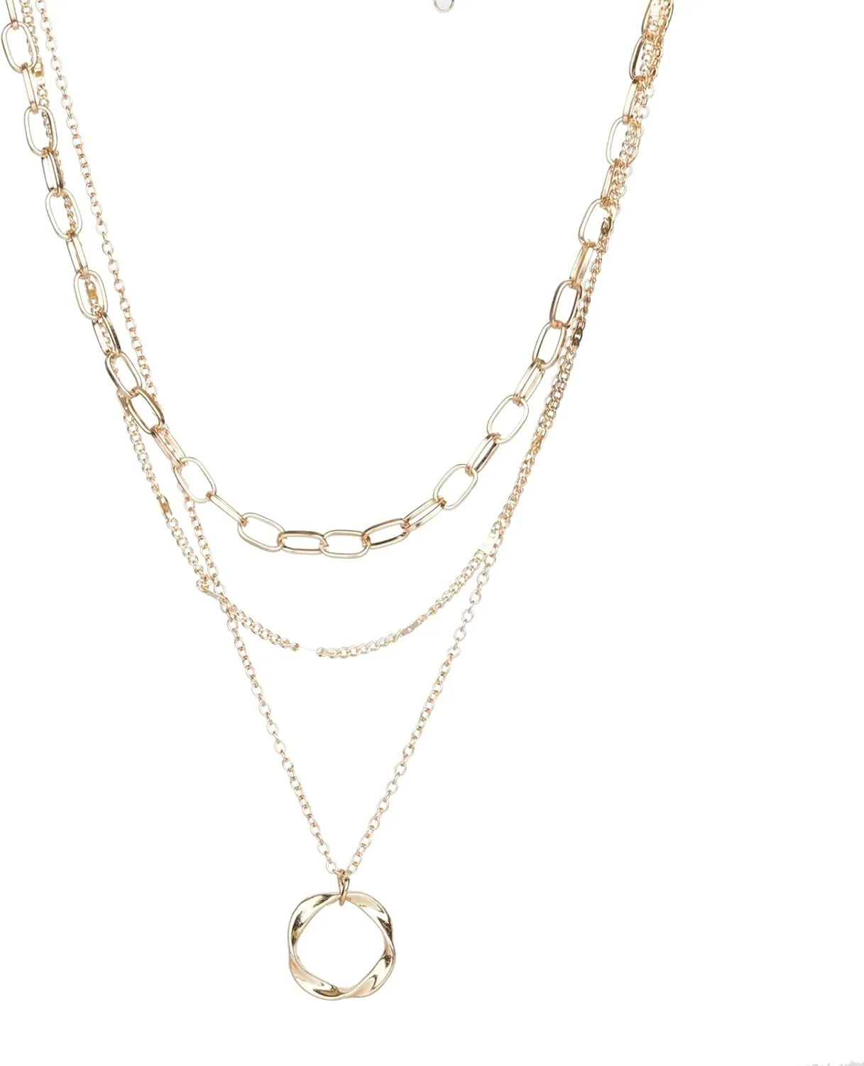 Gold&Silver Necklaces for Women Stackable Trendy Choker Chain Sets Hoop Disc Pendant Necklaces Fashion Jewelry Gift for Women