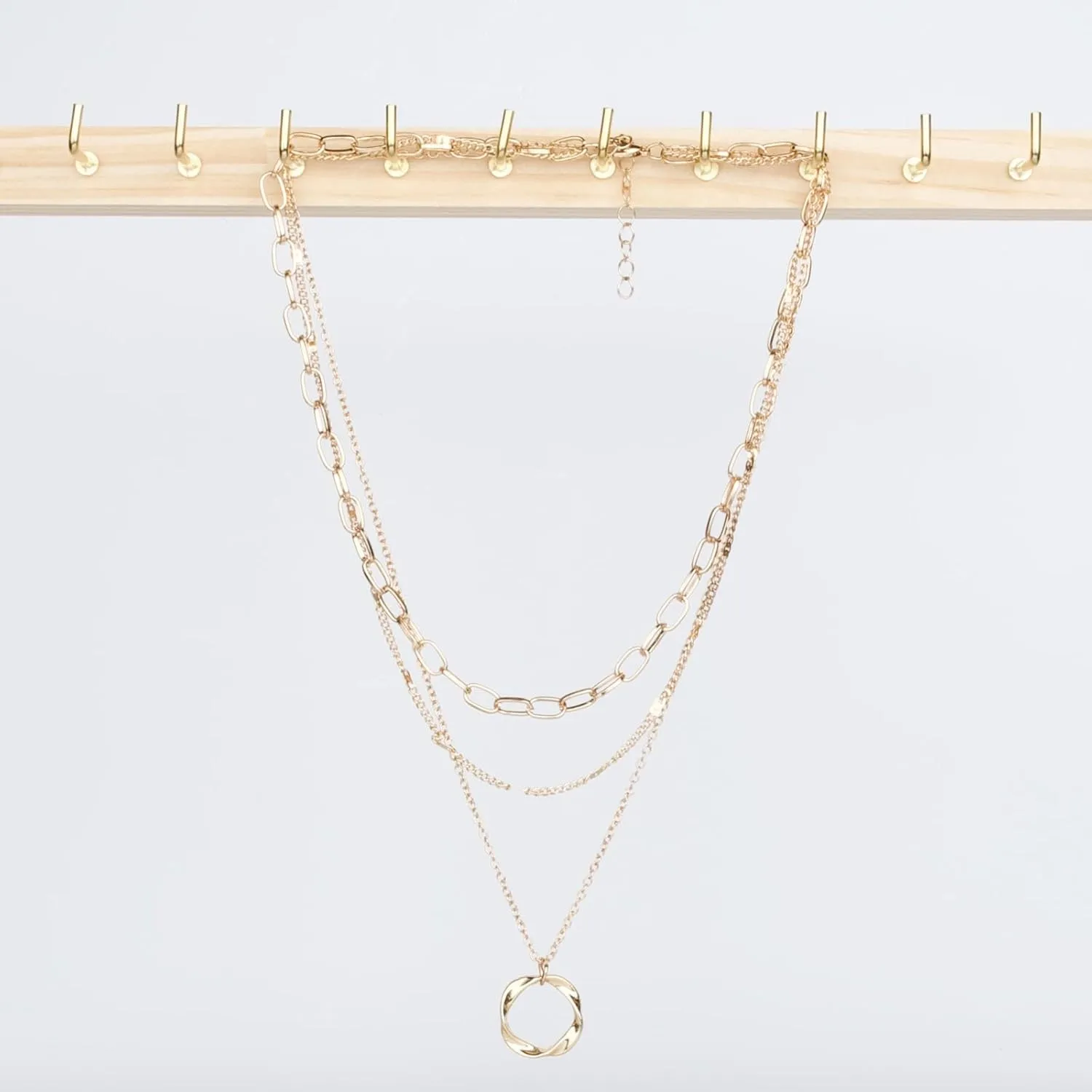Gold&Silver Necklaces for Women Stackable Trendy Choker Chain Sets Hoop Disc Pendant Necklaces Fashion Jewelry Gift for Women