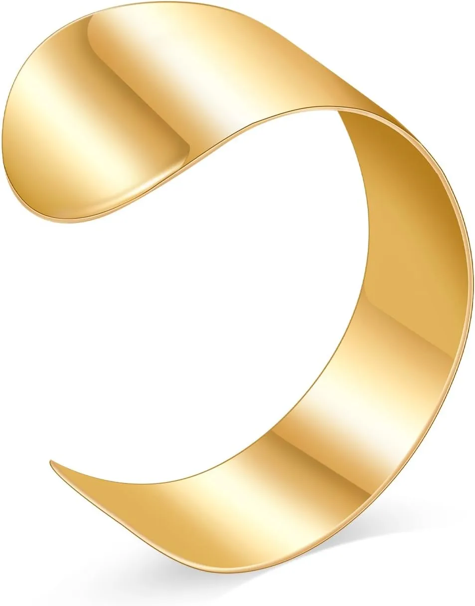 Gold/Silver Cuff Bracelets for Women Chunky Cuff Open Wide Bracelets 14K Gold Plated Stainless Steel Bracelets Gold Bangles for Women Jewelry