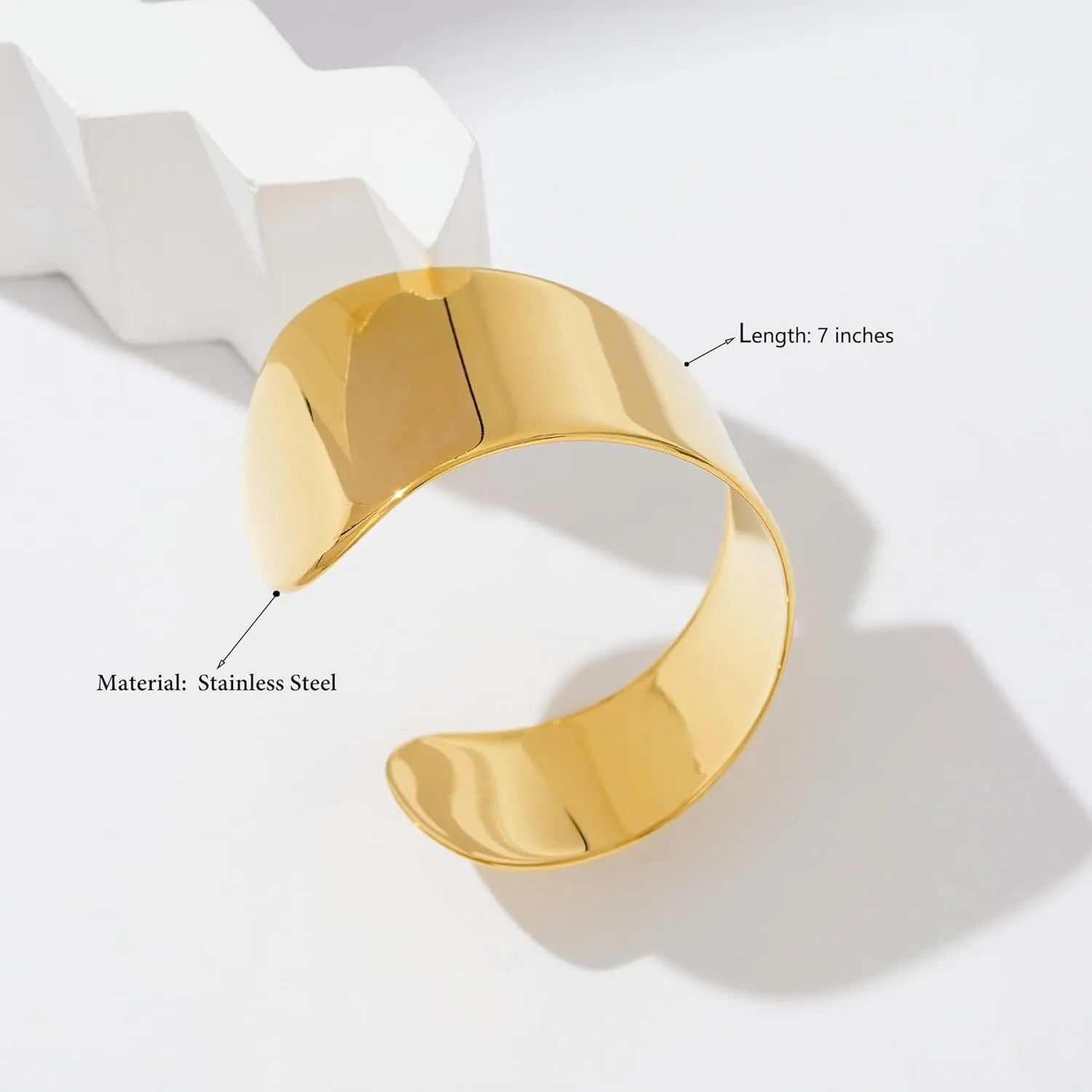 Gold/Silver Cuff Bracelets for Women Chunky Cuff Open Wide Bracelets 14K Gold Plated Stainless Steel Bracelets Gold Bangles for Women Jewelry