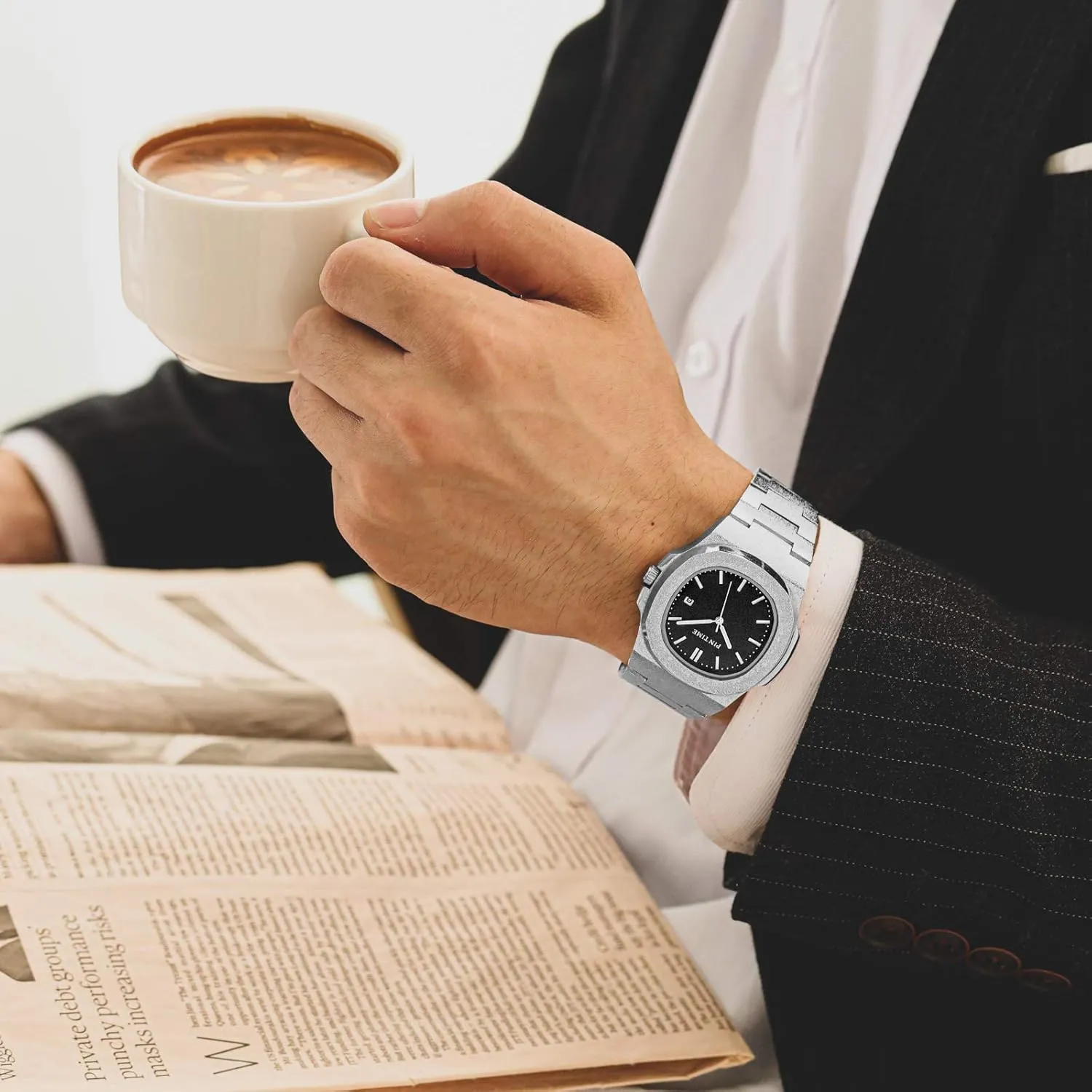 Gosasa Fashion Watch for Men Frosted Case Business Mens Watches Stainless Steel Luxury Watches Quartz Waterproof Wrist Watches Date