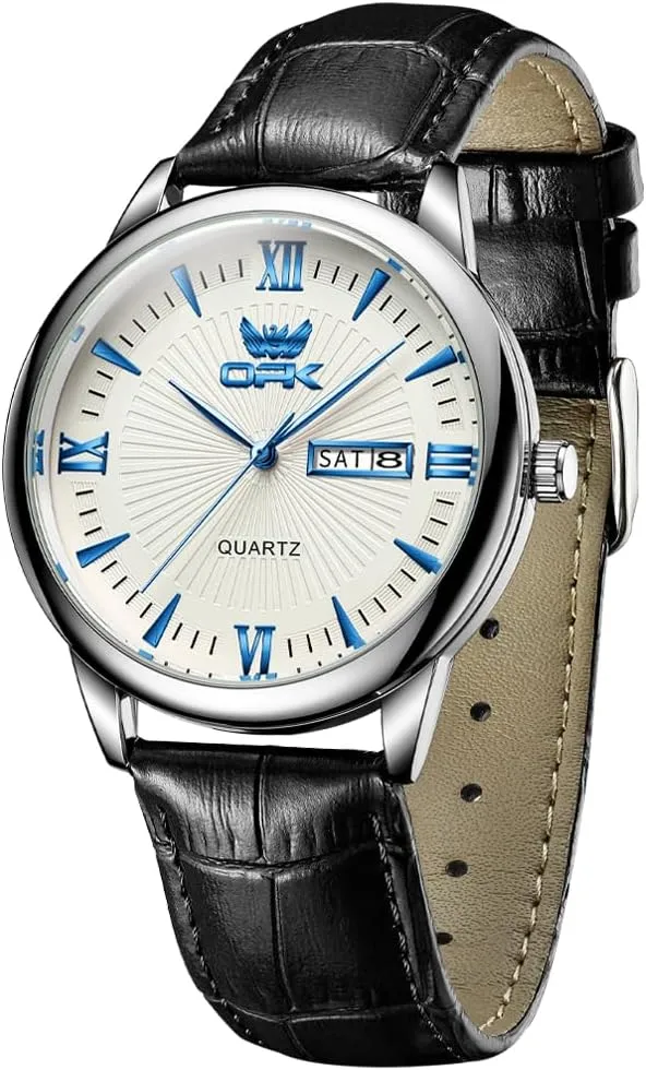 Gosasa Men's Analog Classic Quartz Watch Super Slim Black and Brown Leather Strap Watch Fashion Dress Watches