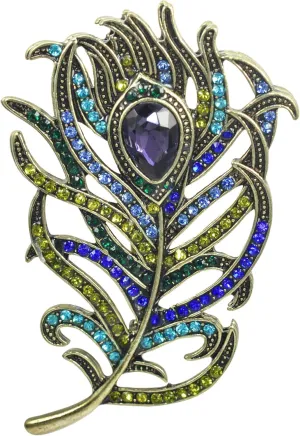 Gyn&Joy Vintage Peacock Feather Brooch Pin