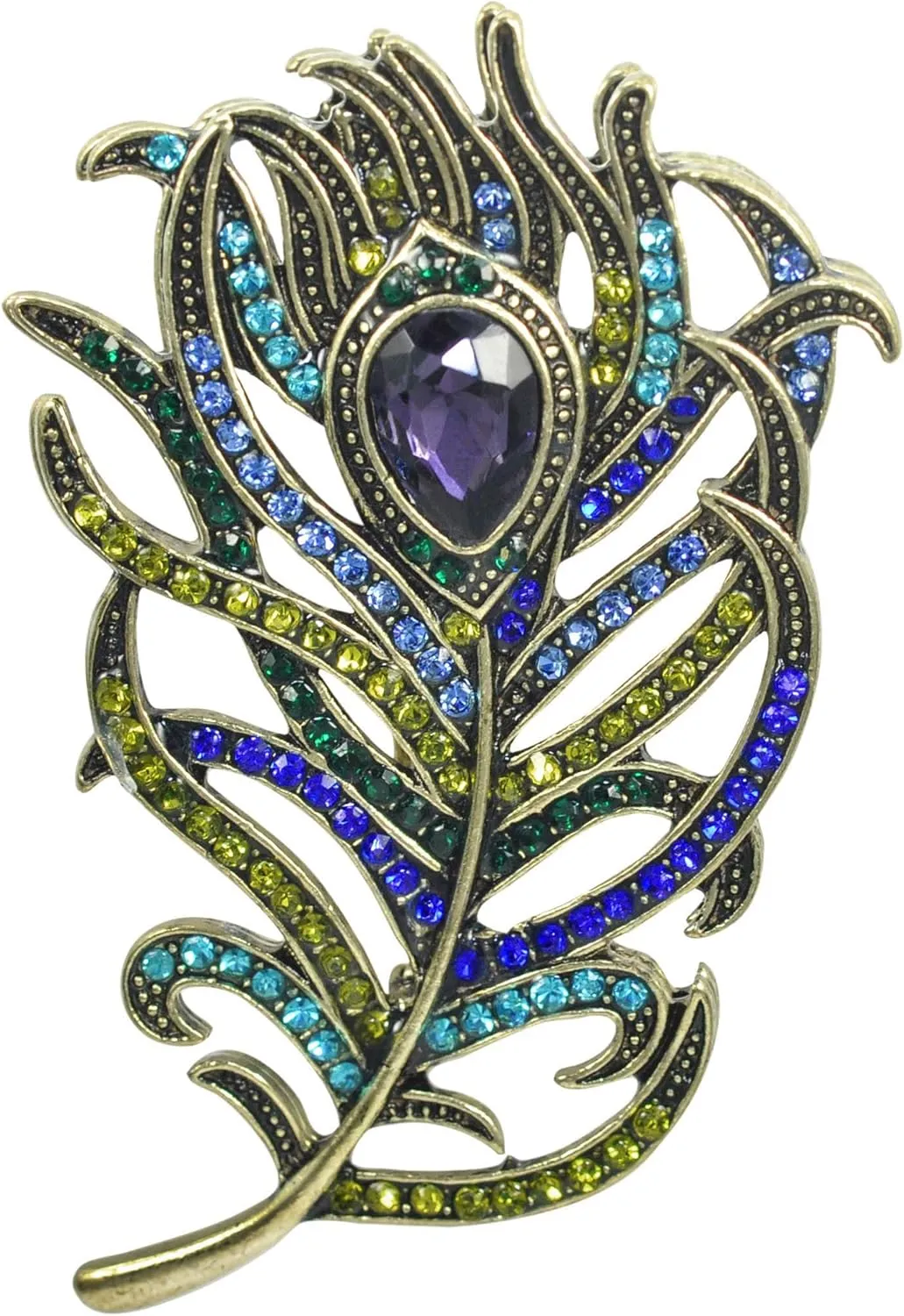 Gyn&Joy Vintage Peacock Feather Brooch Pin