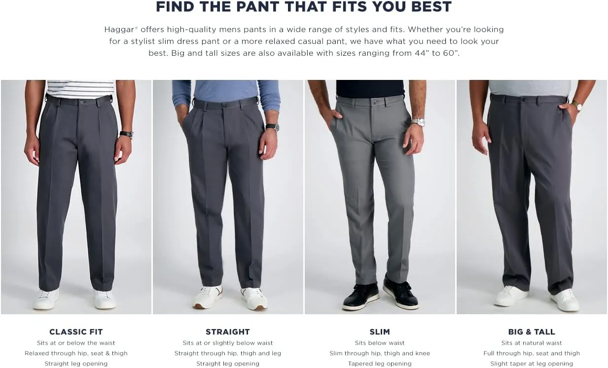 Haggar Men's Premium No Iron Khaki Slim Fit Flat Front Casual Pant