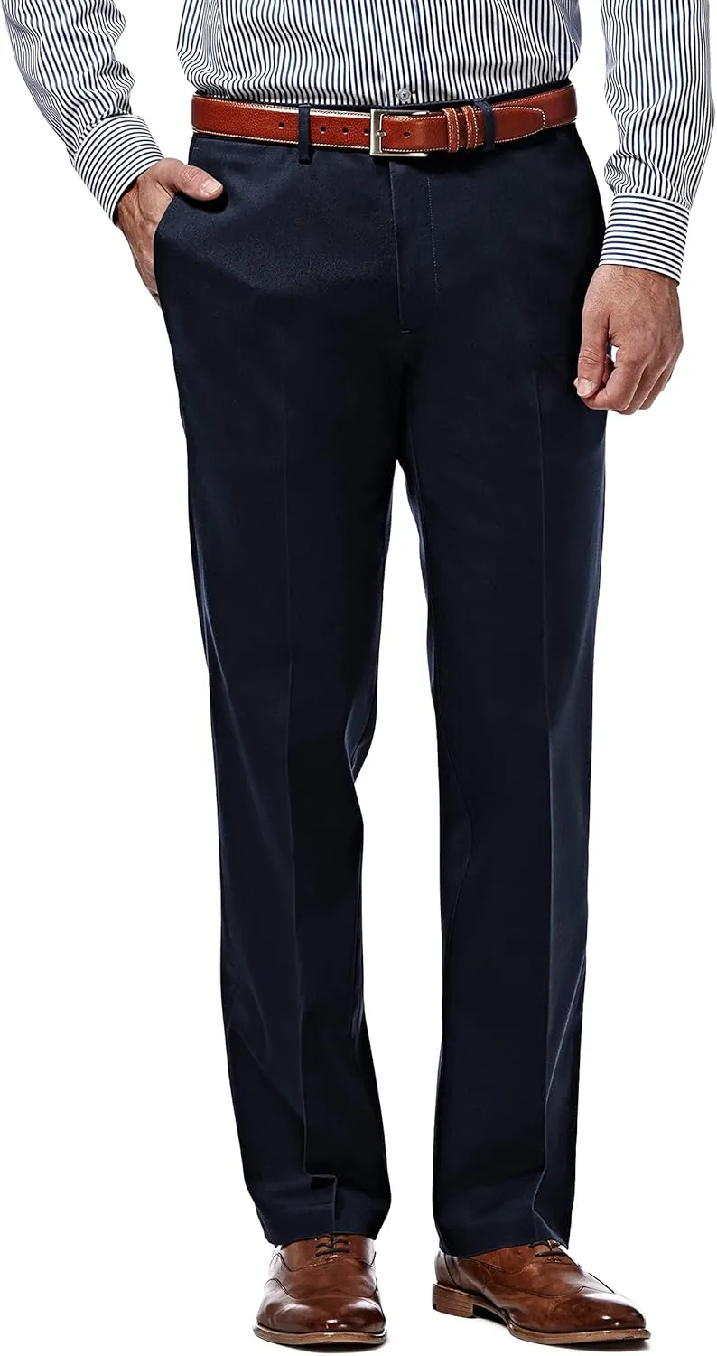 Haggar Men's Premium No Iron Khaki Straight Fit Flat Front Casual Pant