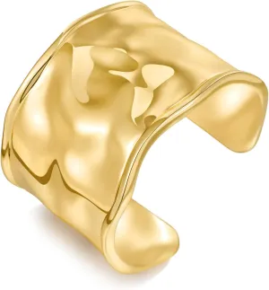 Hammered Gold Cuff Bracelets for Women Irregular Adjustable Open Bangles Chunky Statement Wide Gold Bracelets Vintage Boho Gold Arm Cuff Jewelry