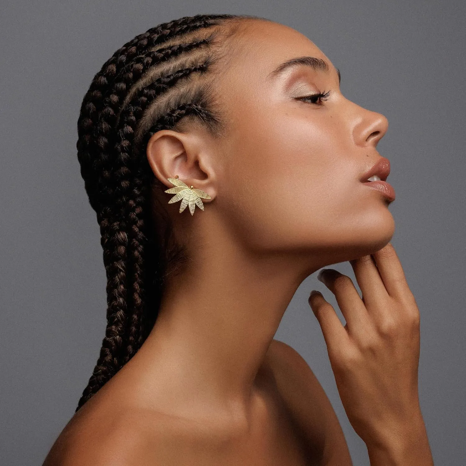 Handmade Ear Cuff Left Gold Sterling Silver Floral Ear Cuff Statement EarringFlower Piercing Earcuff Hypoallergenic Her