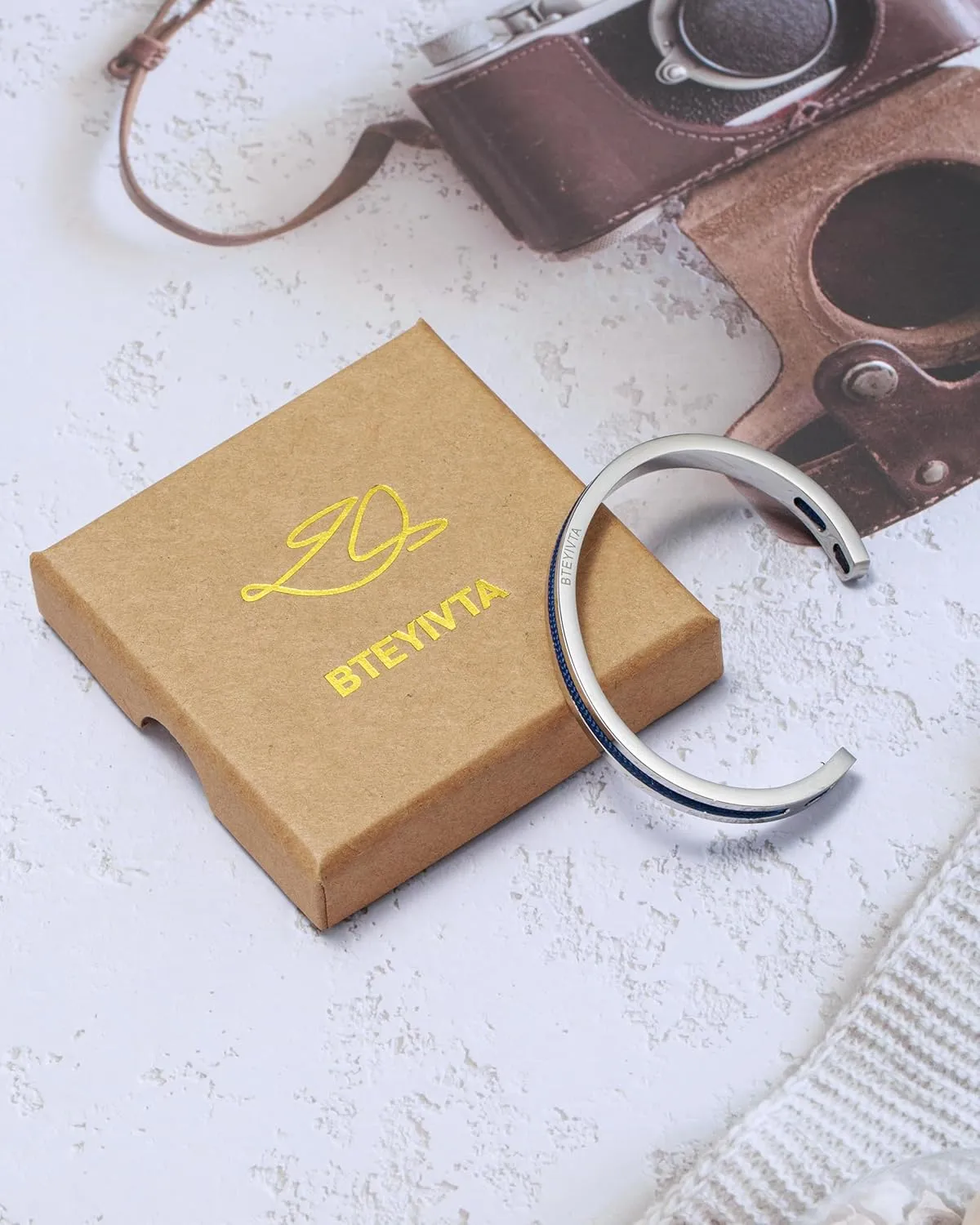 Handmade Minimalist Cuff Bracelet with Lucky Nautical Rope Inlaid Stainless Steel Cuff Unique and Stylish Bangle For Men And Women
