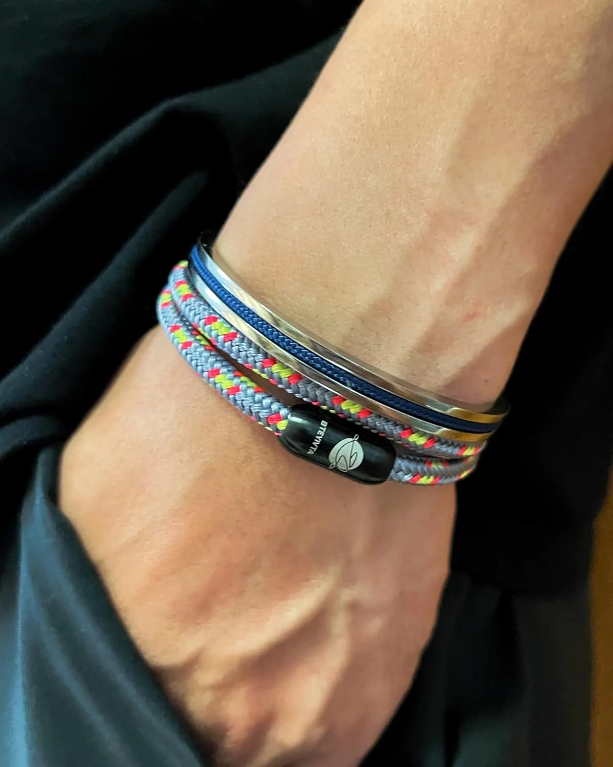 Handmade Minimalist Cuff Bracelet with Lucky Nautical Rope Inlaid Stainless Steel Cuff Unique and Stylish Bangle For Men And Women