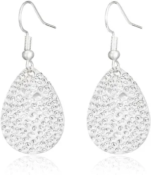Handmade Silver Dangle Earrings for Women - Hammered Teardrop Drop & Dangle Earrings, Elegant and Lightweight, Perfect for Everyday Wear - Women's Drop & Dangle Earrings