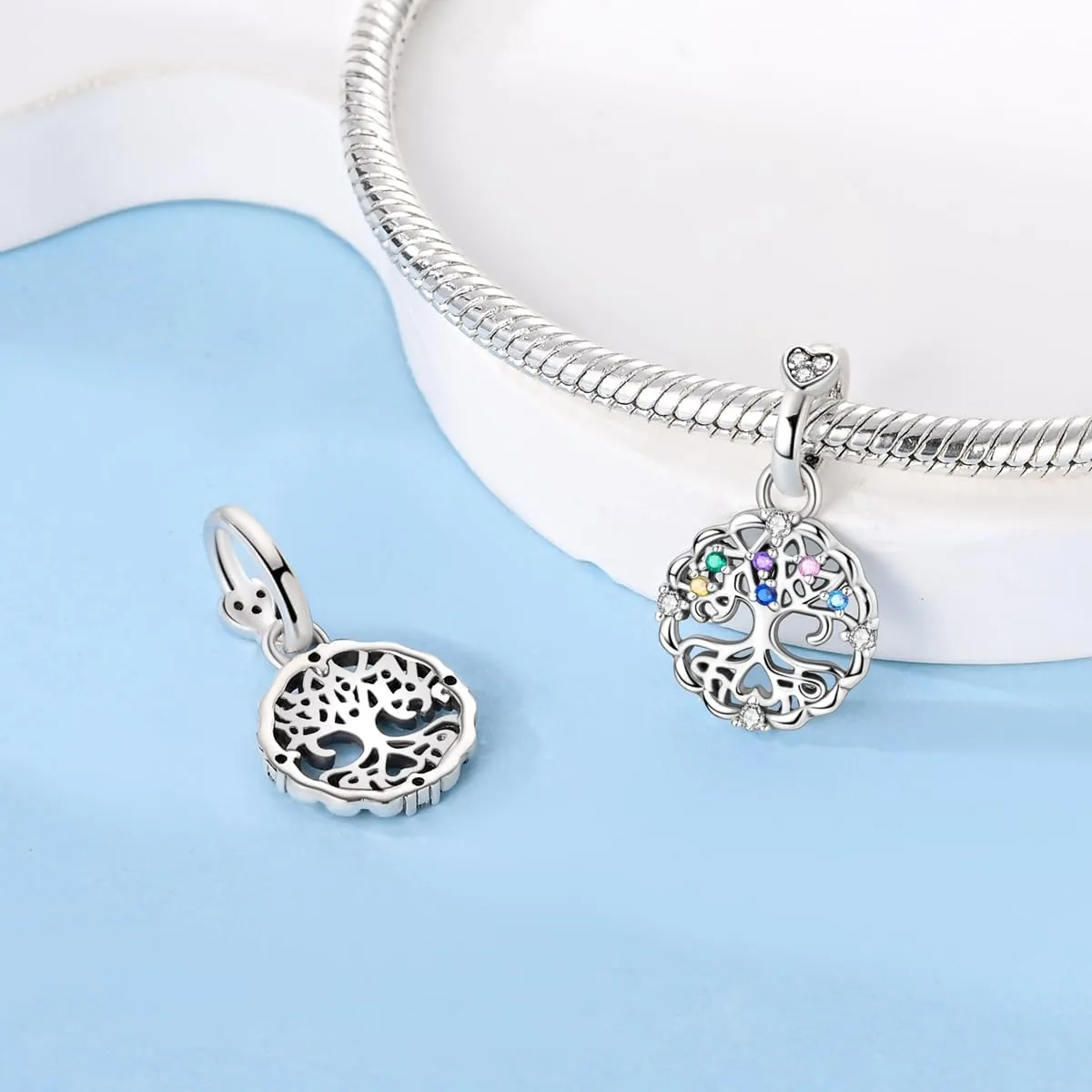Hapour 925 Sterling Silver Charm Pendant Dangle Beads for Bracelet Necklace Tree Love Forever Moon Cloud Ladybug Avocado House CZ Charms DIY Jewelry Gift for Women Her