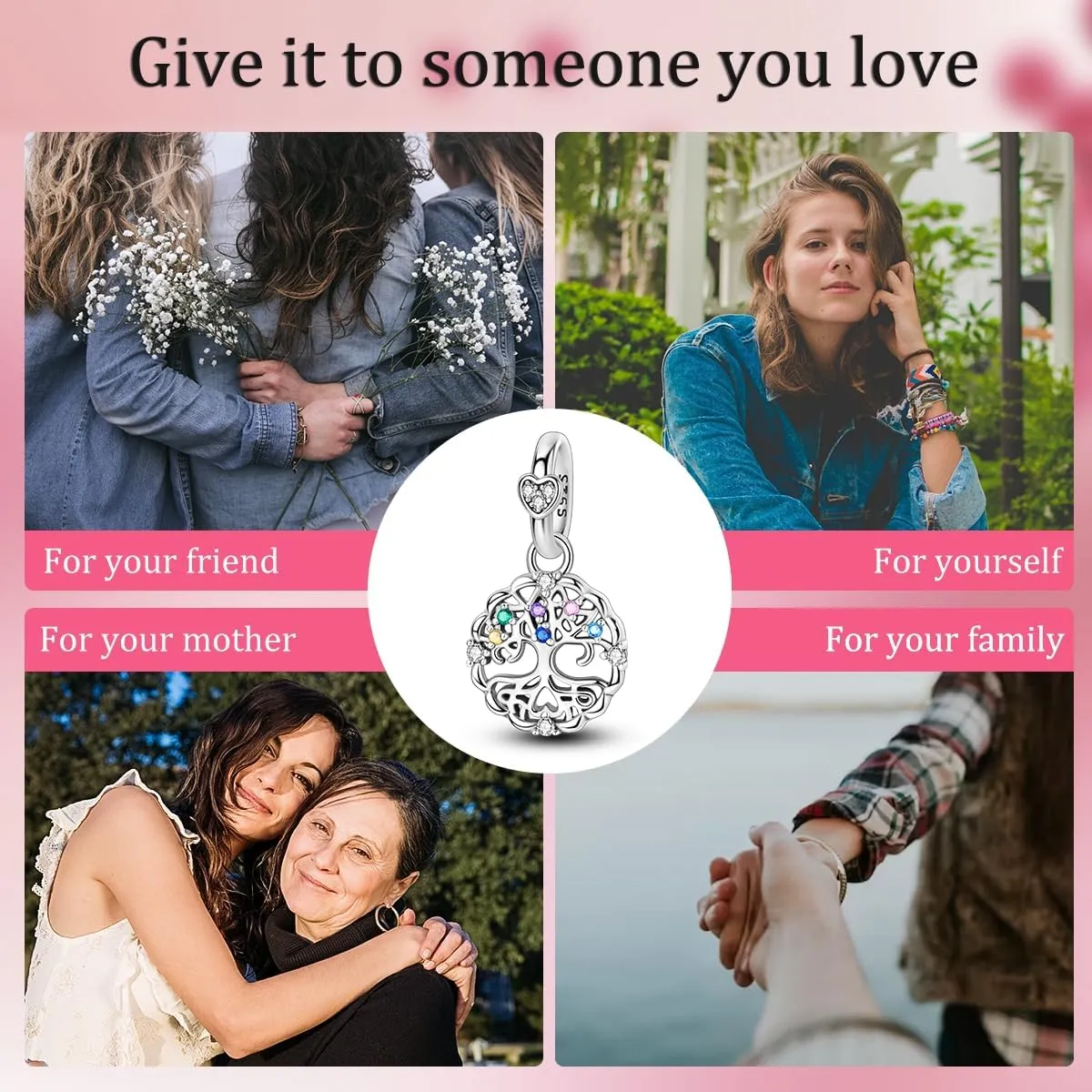 Hapour 925 Sterling Silver Charm Pendant Dangle Beads for Bracelet Necklace Tree Love Forever Moon Cloud Ladybug Avocado House CZ Charms DIY Jewelry Gift for Women Her