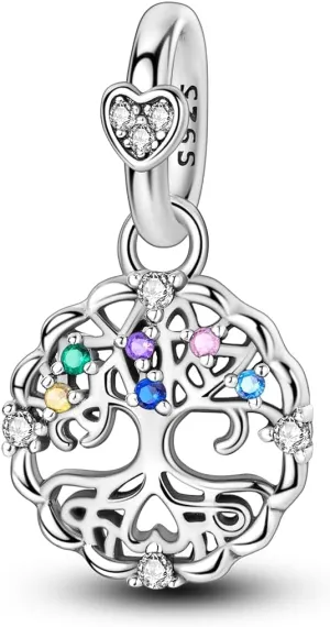 Hapour 925 Sterling Silver Charm Pendant Dangle Beads for Bracelet Necklace Tree Love Forever Moon Cloud Ladybug Avocado House CZ Charms DIY Jewelry Gift for Women Her