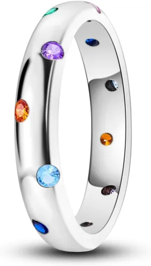 Hapour 925 Sterling Silver Rings - Vintage Wrap Stacking Statement Rings with Colorful Cubic Zirconia for Women as Gifts-Classic and Elegant Ring Size 6