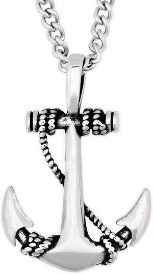 HAQUIL Anchor Necklace, Stainless Steel Rope Anchor Pendant, Curb Chain, Nautical Anchor Jewelry Gift for Men and Women
