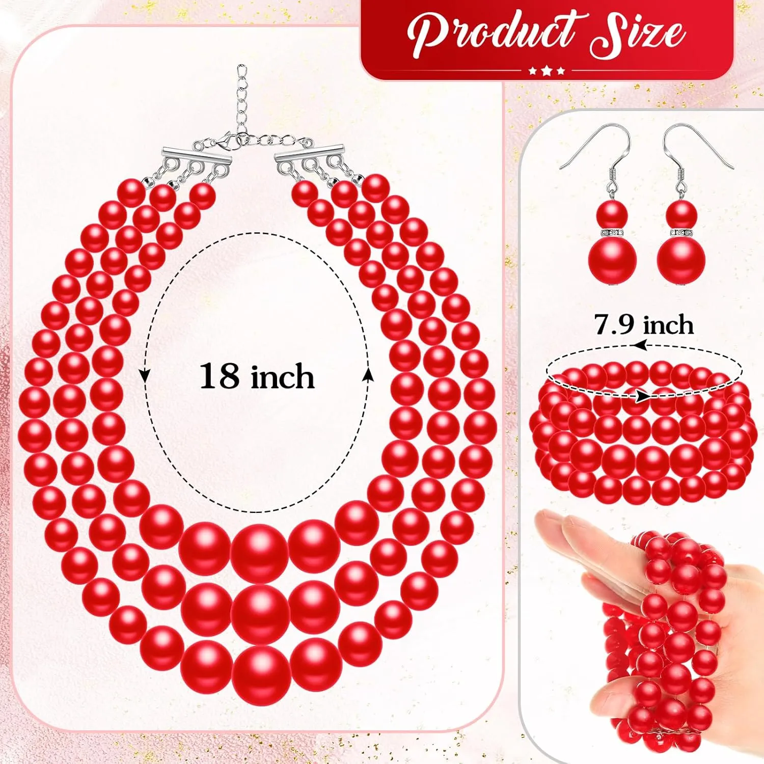 Haysandy 1920s Pearl Necklace for Women Costume Jewelry Set Faux Pearl Necklace Bracelet Earring for Party Wedding Gift