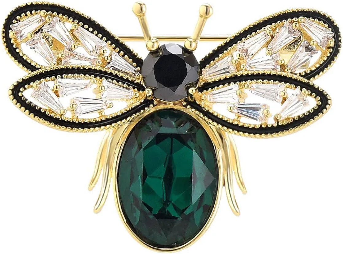 Honey Bee Brooches Pins for Woman Girls,Vintage Elegant Insect Brooch Alloy Zircon Bee Brooch Pin Clothing Accessory Jewelry Gift
