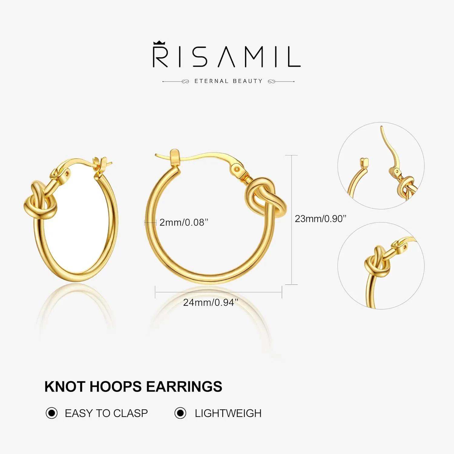 Hoop Earrings for Women 14K Gold Plated/Silver Hoops Simple Gold Knot Huggie Small Hoop Earrings Set Trendy Gold Hoops Everyday Wear Gold Earrings for Women Jewelry