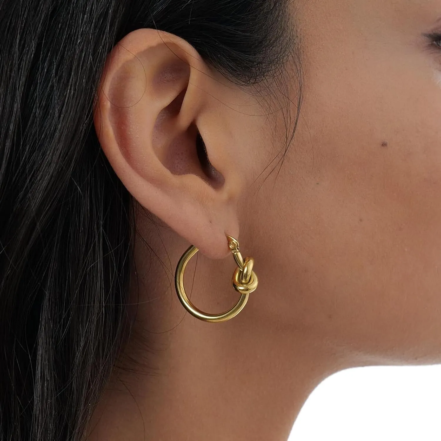 Hoop Earrings for Women 14K Gold Plated/Silver Hoops Simple Gold Knot Huggie Small Hoop Earrings Set Trendy Gold Hoops Everyday Wear Gold Earrings for Women Jewelry