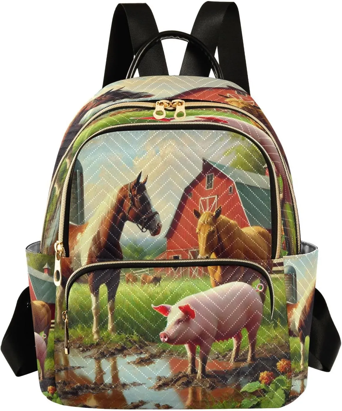 Horse Animal Mini Backpack Purse for Women Small Travel Casual Daypack Ladies Shoulder Bags Quilted Bookbag for Work M