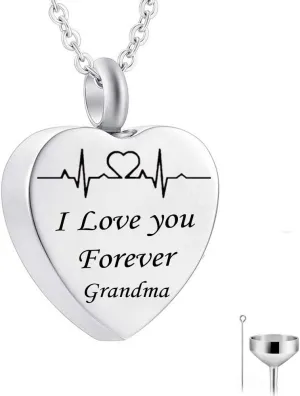 HQ Fashion Cremation Pendant Electrocardiogram engraved Custom family name i love you Forever Memorial Urn Necklace Ashes