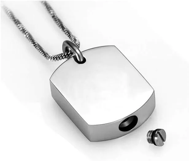 HQ Fashion Cremation Square Pendant Electrocardiogram Engraved Custom Family name i love you Forever Memorial Urn Necklace Ashes
