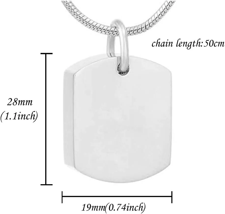 HQ Fashion Cremation Square Pendant Electrocardiogram Engraved Custom Family name i love you Forever Memorial Urn Necklace Ashes