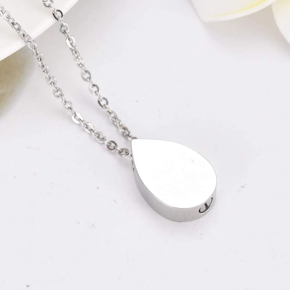 HQ Fashion Cremation Teardrop Pendant Electrocardiogram Engraved Custom Family name i love you Forever Memorial Urn Necklace Ashes