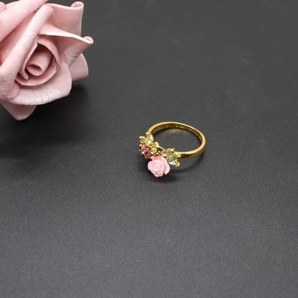 HSQYJ Fashion Crystal Flower Ring Elegant Rhinestone Cocktail Statement Rings Uniquely Stylish Fashion Creative Engagement Jewelry for Women Silver Plated