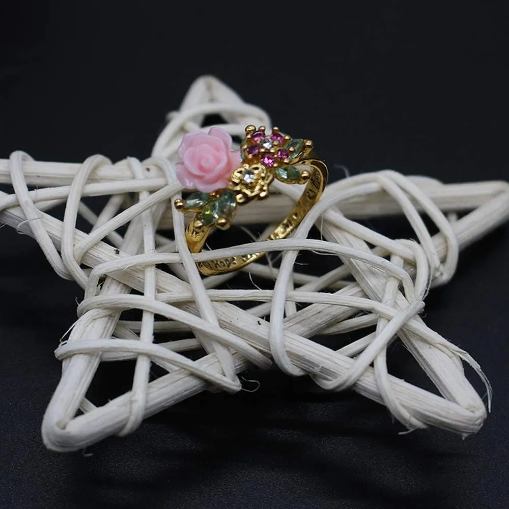 HSQYJ Fashion Crystal Flower Ring Elegant Rhinestone Cocktail Statement Rings Uniquely Stylish Fashion Creative Engagement Jewelry for Women Silver Plated