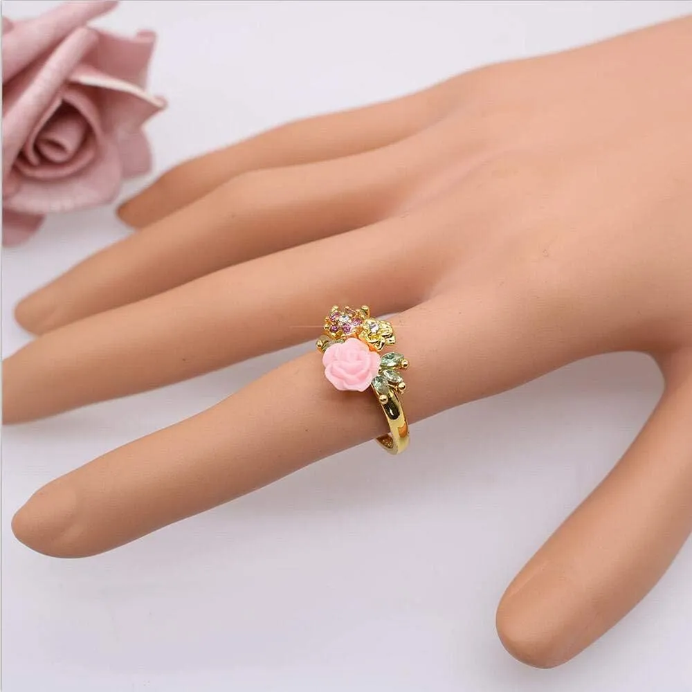 HSQYJ Fashion Crystal Flower Ring Elegant Rhinestone Cocktail Statement Rings Uniquely Stylish Fashion Creative Engagement Jewelry for Women Silver Plated