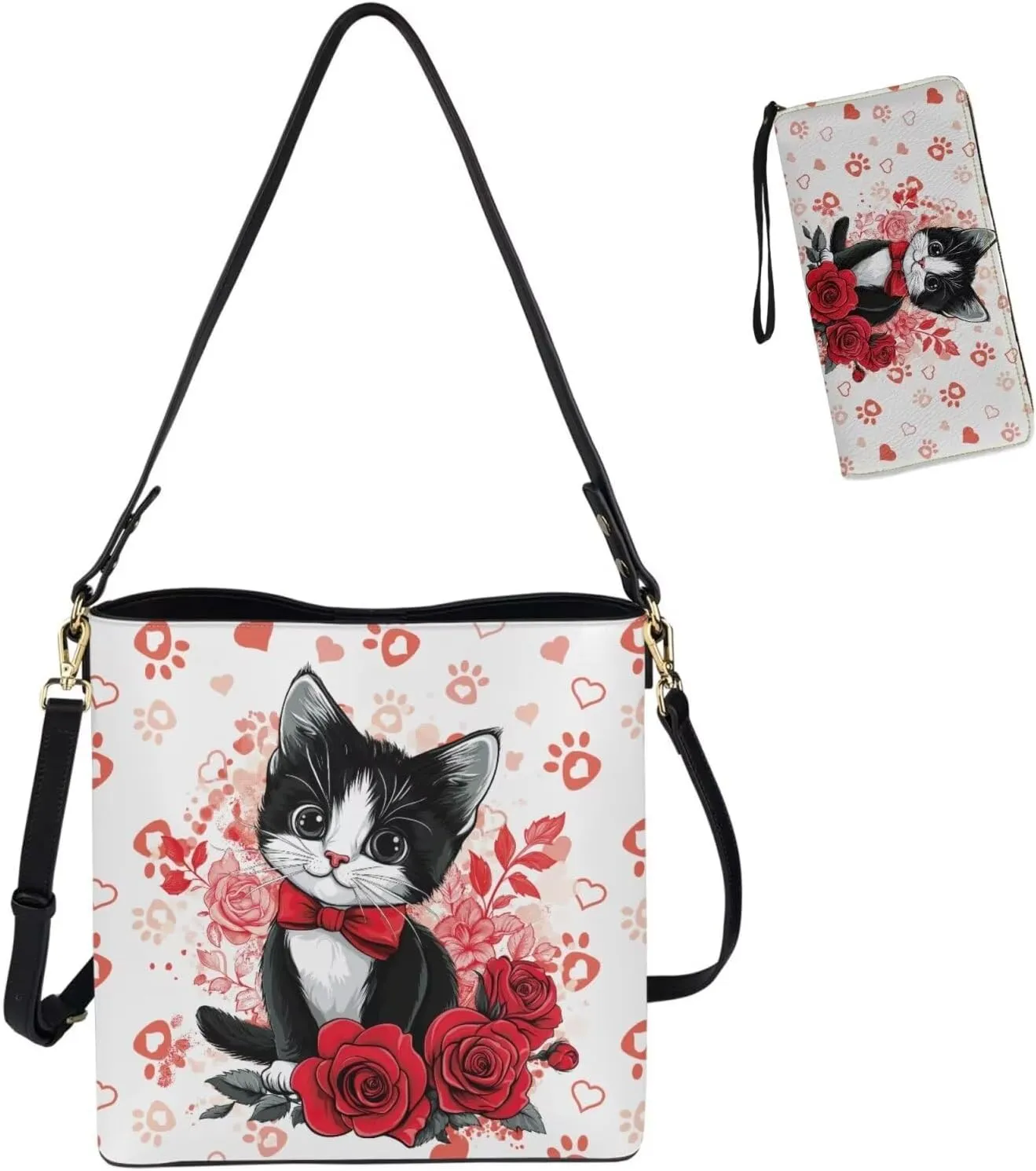 HUGS IDEA Hobo Bag for Women Bucket Bag Leather Tote Bag Shoulder Purse Handbag with Zipper