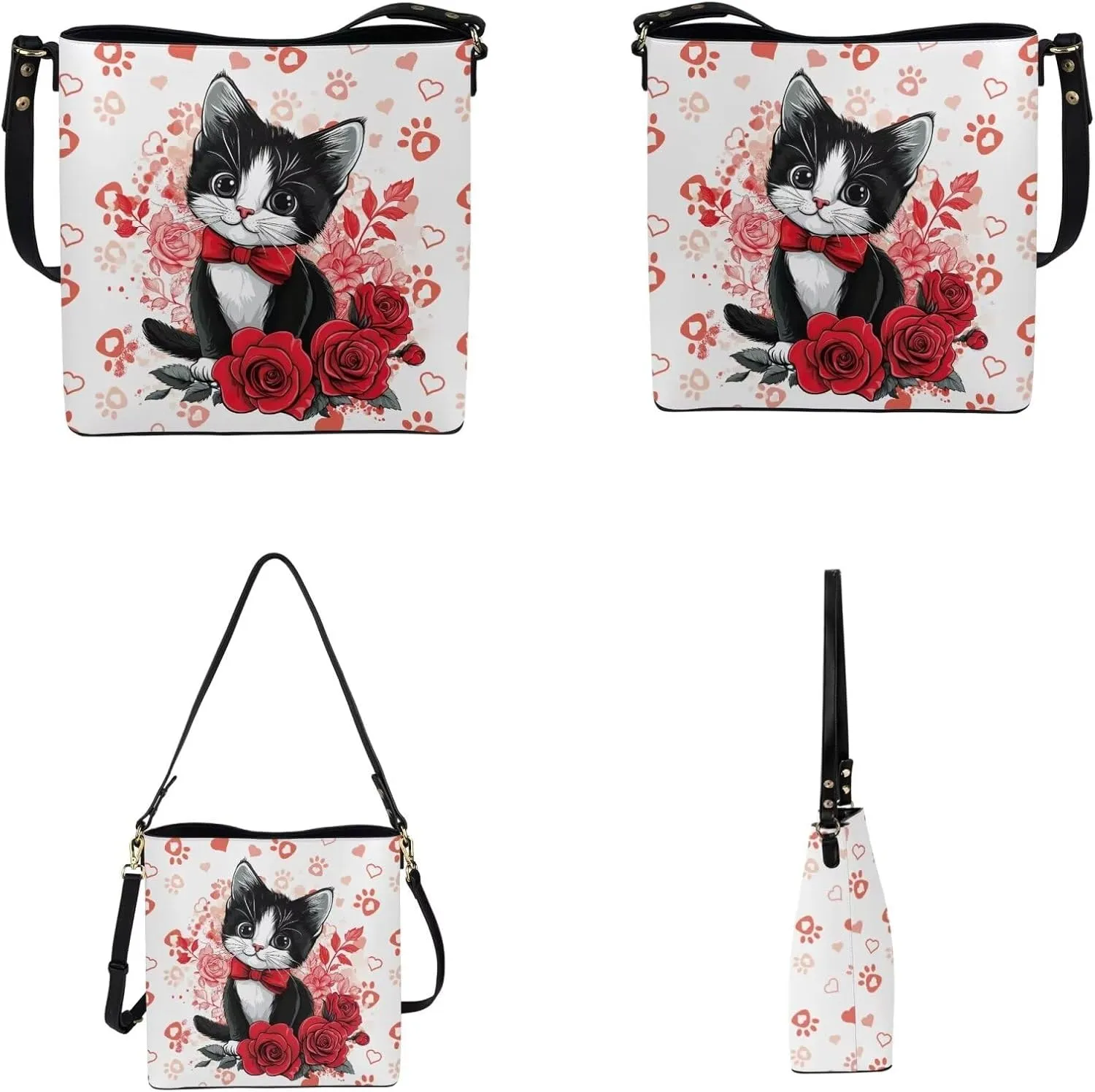 HUGS IDEA Hobo Bag for Women Bucket Bag Leather Tote Bag Shoulder Purse Handbag with Zipper