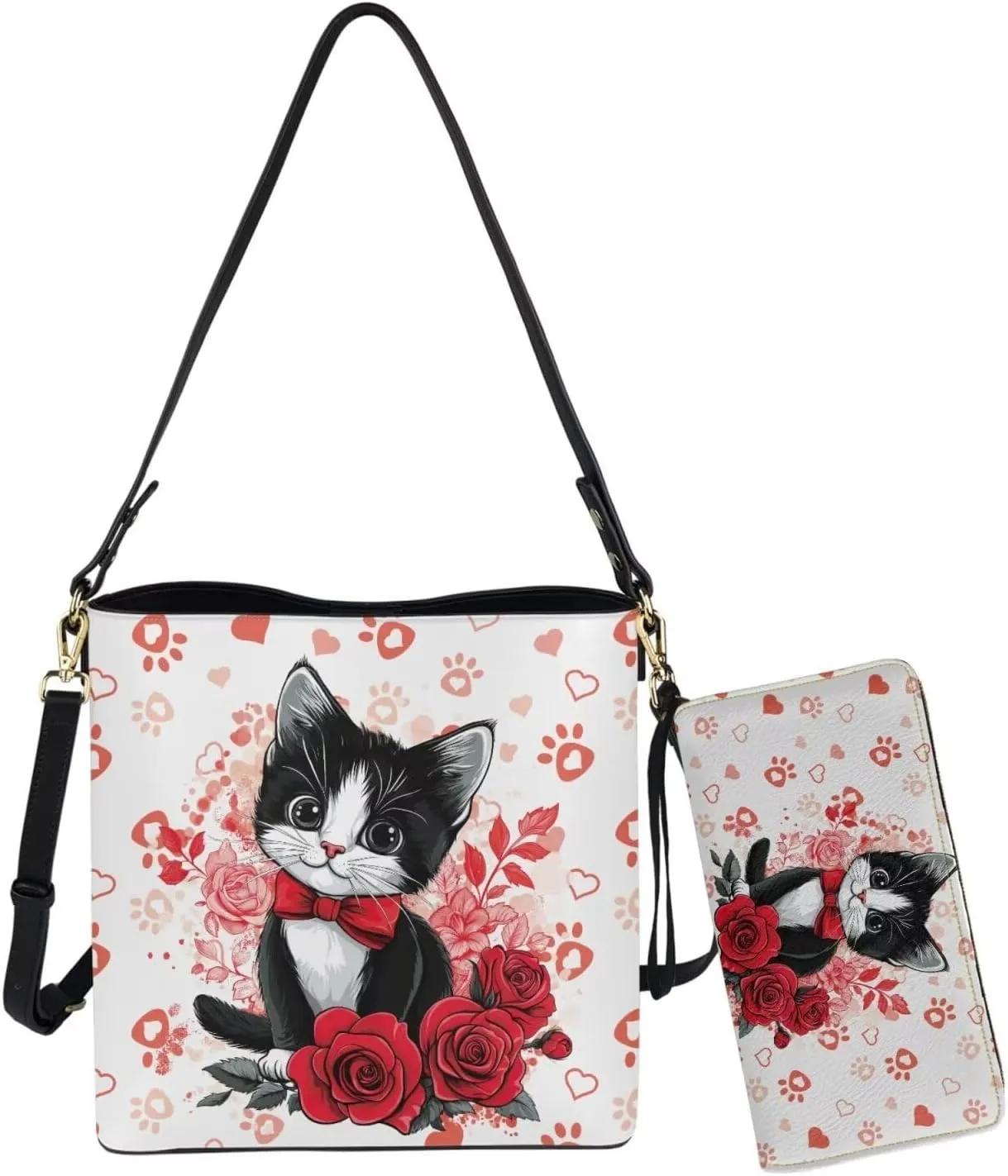 HUGS IDEA Hobo Bag for Women Bucket Bag Leather Tote Bag Shoulder Purse Handbag with Zipper