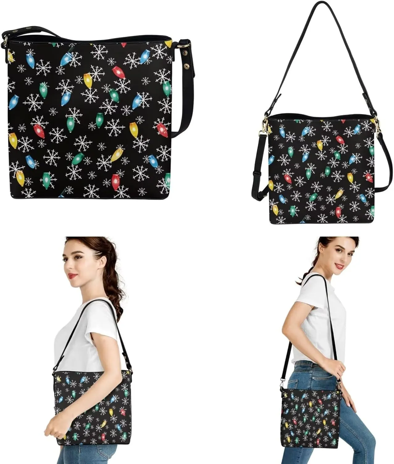 HUGS IDEA Hobo Bags for Women 2 Pieces PU Leather Handbags Purse Set Shoulder Bucket Crossbody Bags