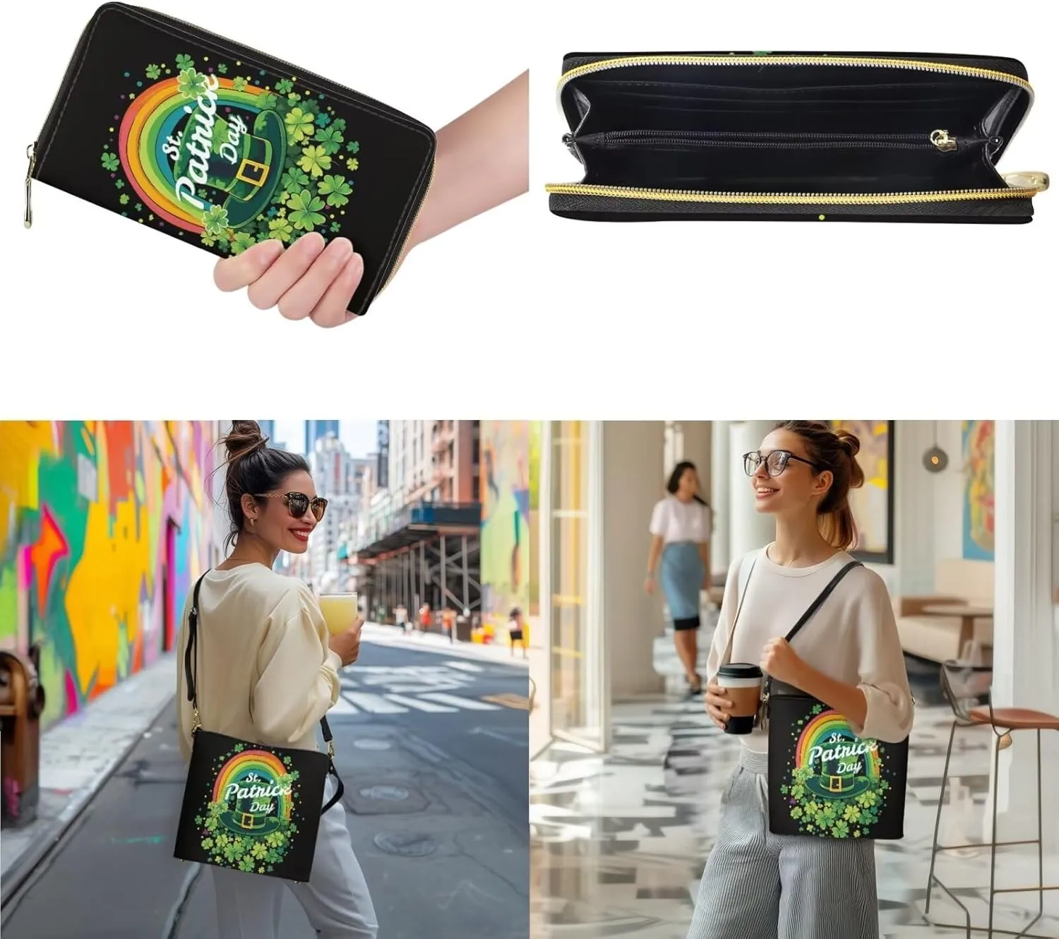 HUGS IDEA Leather Purses and Handbag for Women Bucket Bag with Wrist Wallet 2 Packs