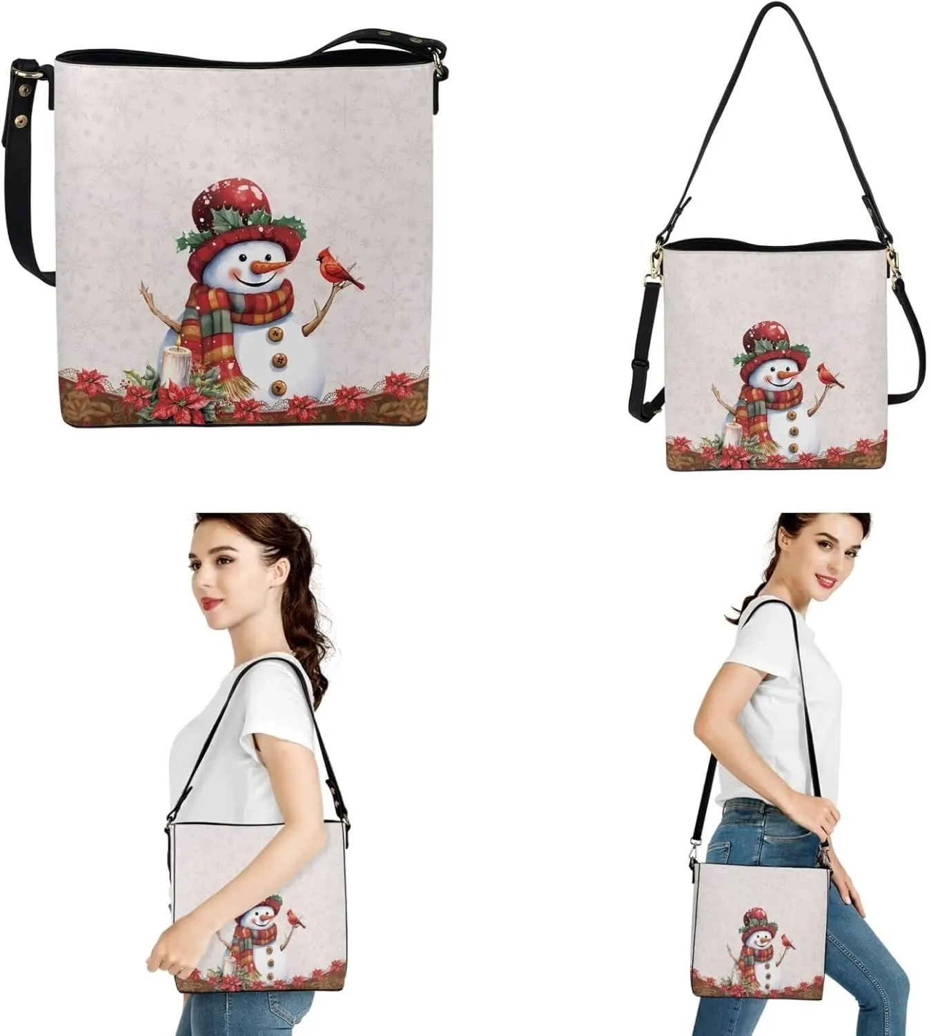 HUGS IDEA Women Handbags PU LeatherBucket Bag Big Capacity Tote Handbag Hobo Crossbody Bucket Purse