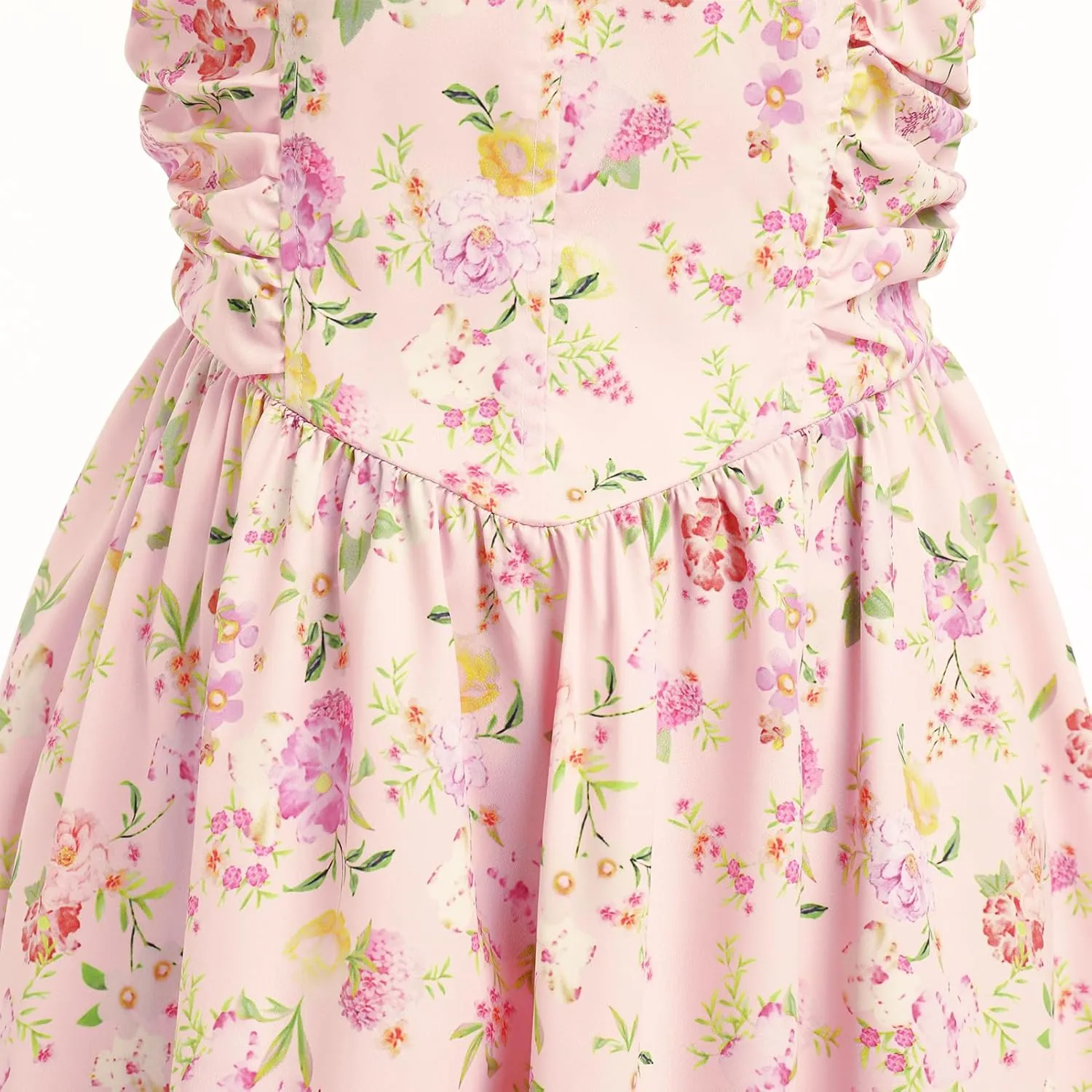 IDOPIP Women Summer Floral Print Boho Mini Dress Spaghetti Straps Ruffle Sundress Casual Corset Wedding Guest Short Dress