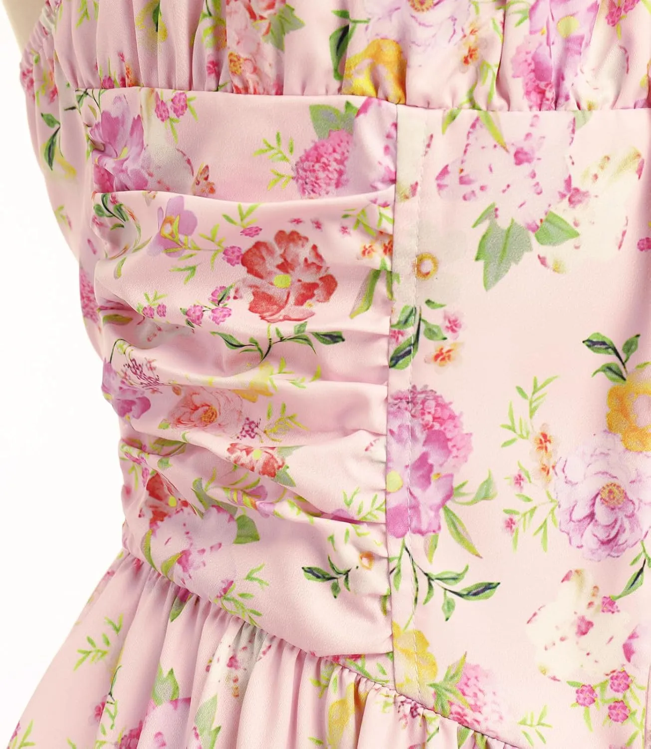 IDOPIP Women Summer Floral Print Boho Mini Dress Spaghetti Straps Ruffle Sundress Casual Corset Wedding Guest Short Dress
