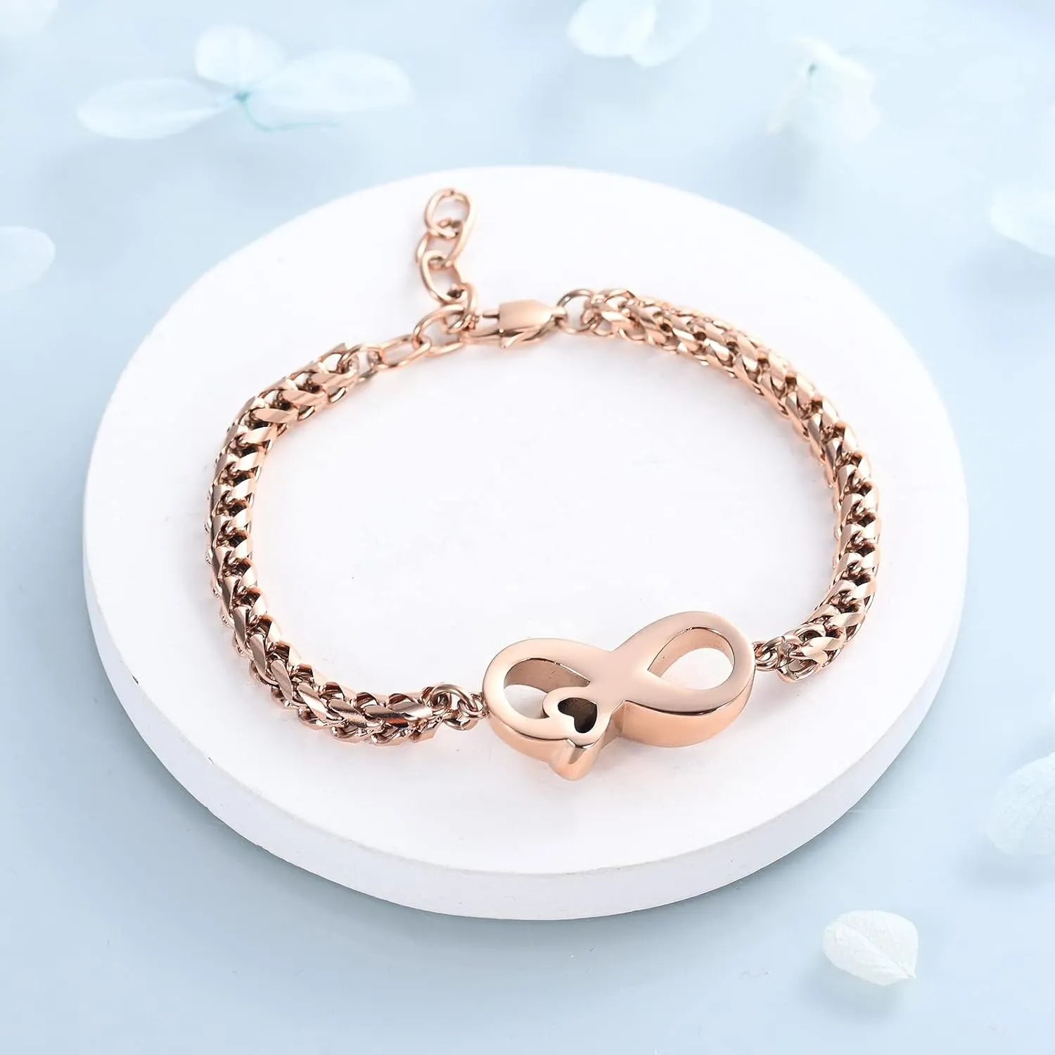 Infinity Cremation Bracelet for Ashes Stainless Steel Urn Bangles for Pet/Human Ashes Crystal Memorial Keepsake Ash Jewelry for Women Men Gifts
