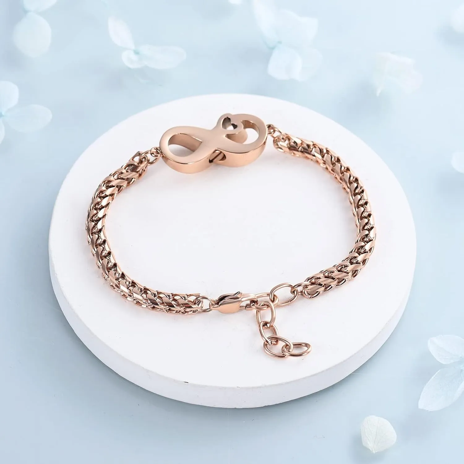 Infinity Cremation Bracelet for Ashes Stainless Steel Urn Bangles for Pet/Human Ashes Crystal Memorial Keepsake Ash Jewelry for Women Men Gifts